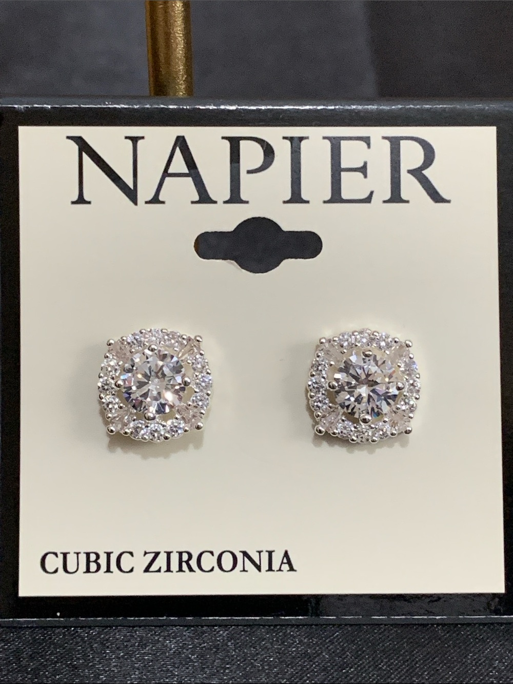 NWT Napier silver tone cz stud earrings